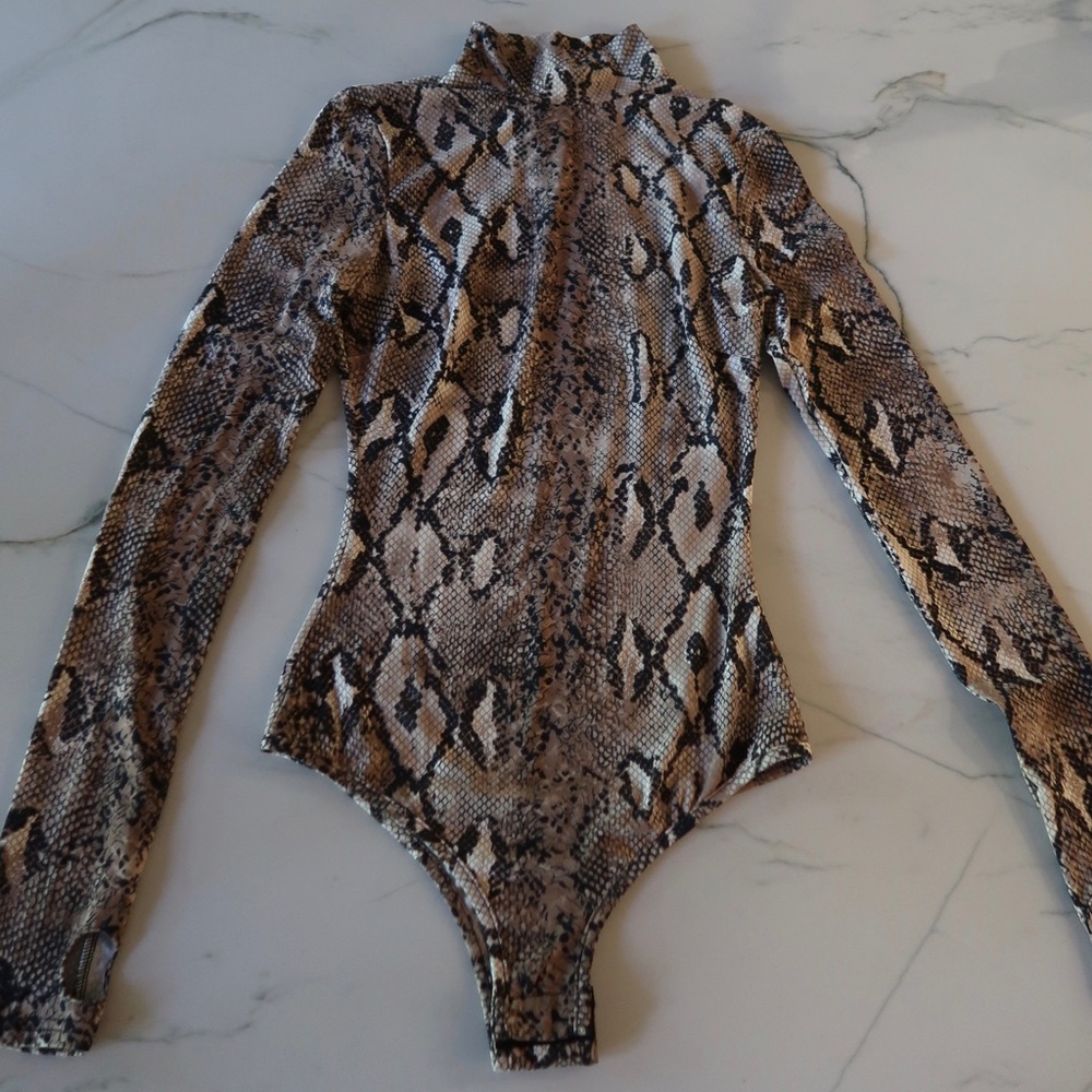 I Am Gia Tan Snakeskin Bodysuit